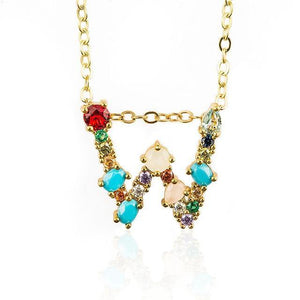 Multicolor charm Gold pendant Necklace.