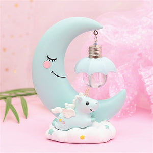 Resin Moon Unicorn LED Night Light