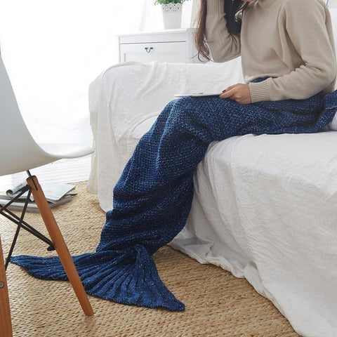 Image of Mermaid Tail Blanket Handmade Knitted.
