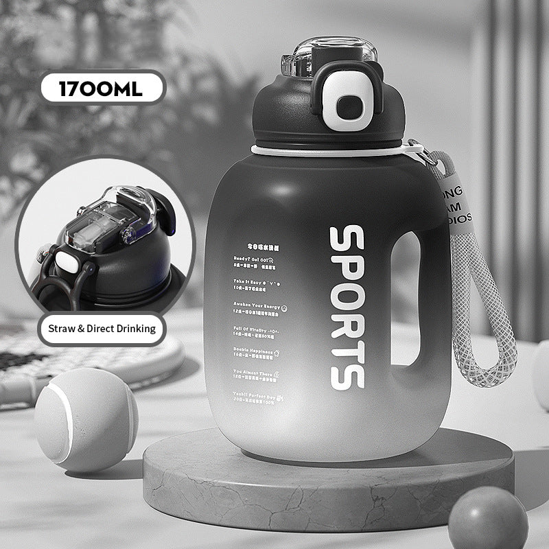 1.7L Super Capacity Gradient Straw Sports Fitness Water Bottle