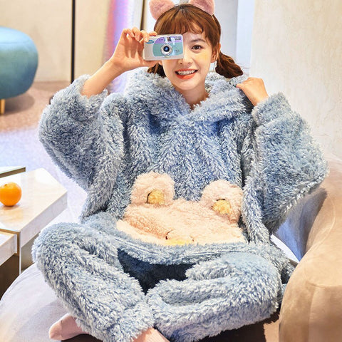 Image of Winter Pyjamas Cartoon Women Sleepwear