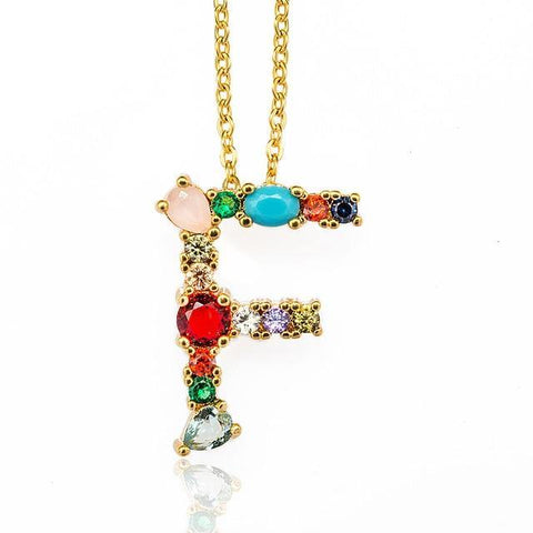 Image of Multicolor charm Gold pendant Necklace.