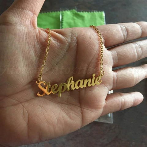 Image of Stainless Steel Name Necklace Personalized Letter.