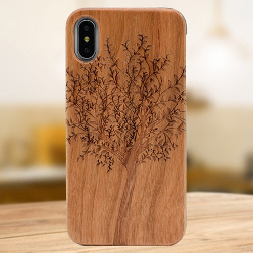 Engraving Real Wood Cell Phone Case for iPhone