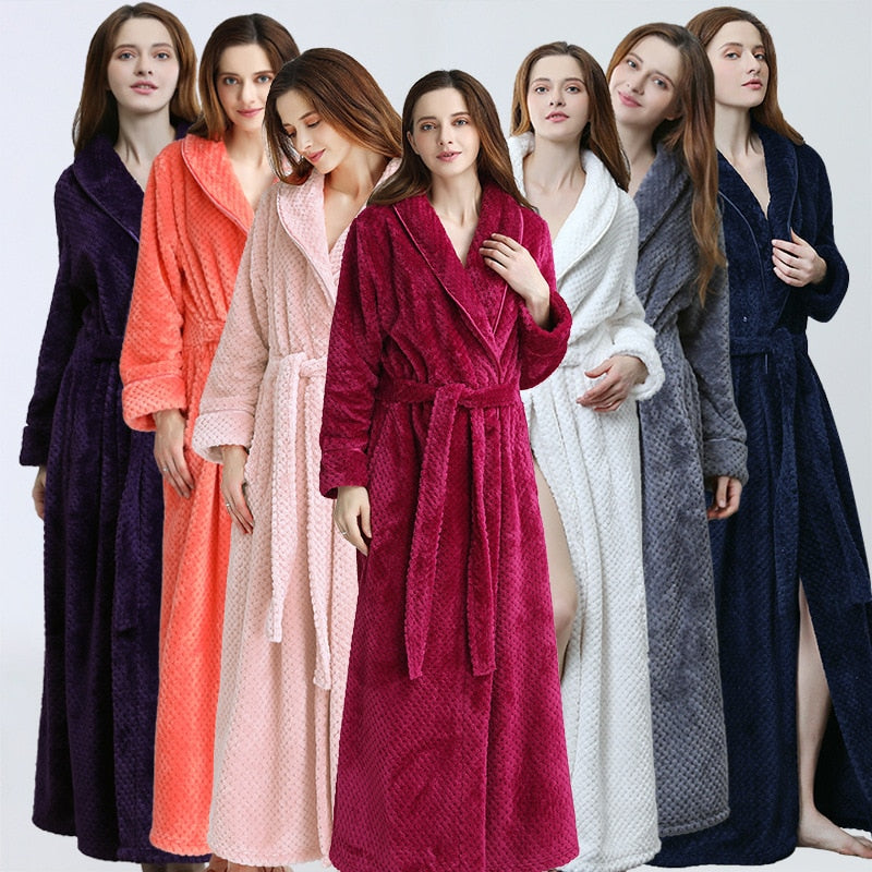 Women Winter Extra Long Robe Soft Warm  Dressing Gown.