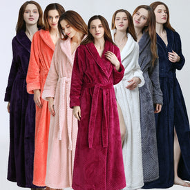 Women Winter Extra Long Robe Soft Warm  Dressing Gown.