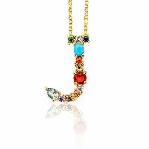 Image of Multicolor charm Gold pendant Necklace.