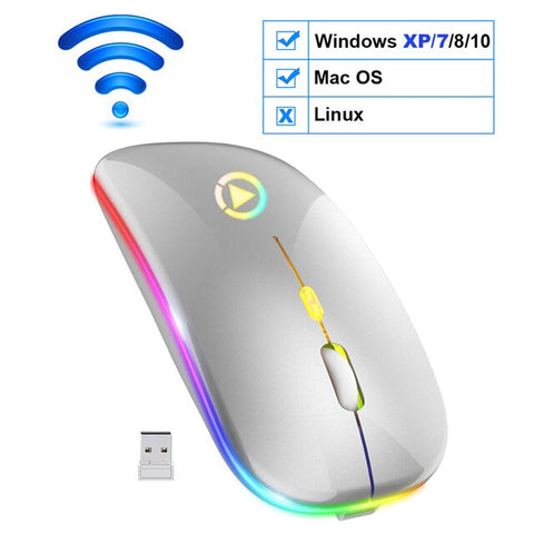 Image of Wireless Mouse Bluetooth RGB Rechargeable LED.