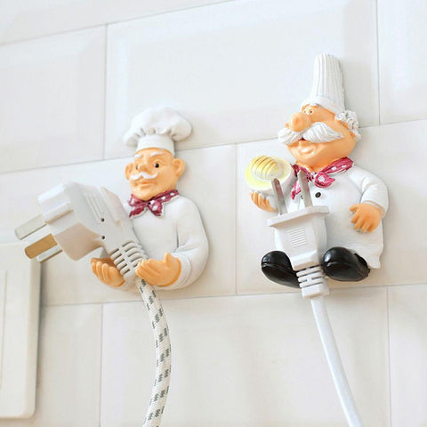 Image of Kitchen Plug Bracket Cartoon Cook Power Socket.