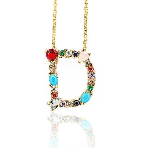 Image of Multicolor charm Gold pendant Necklace.