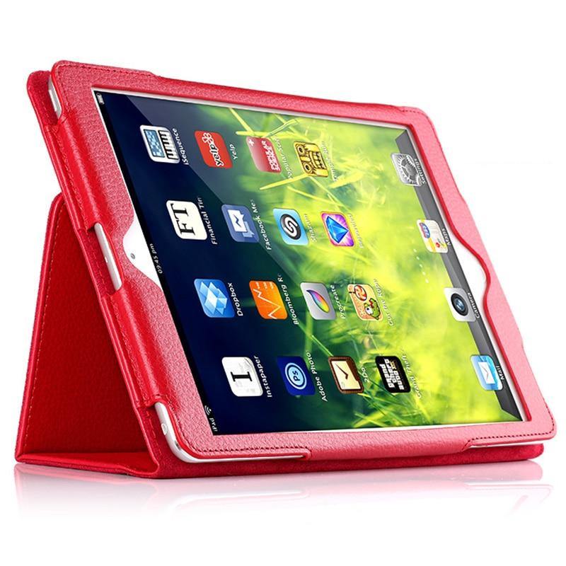 Auto Flip Litchi PU Leather Cover For New ipad.