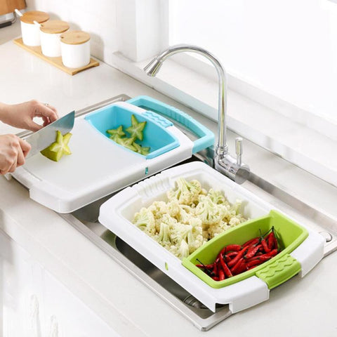 Image of Multifunction Kitchen Chopping Blocks Sinks Drain Basket Cutting Board.