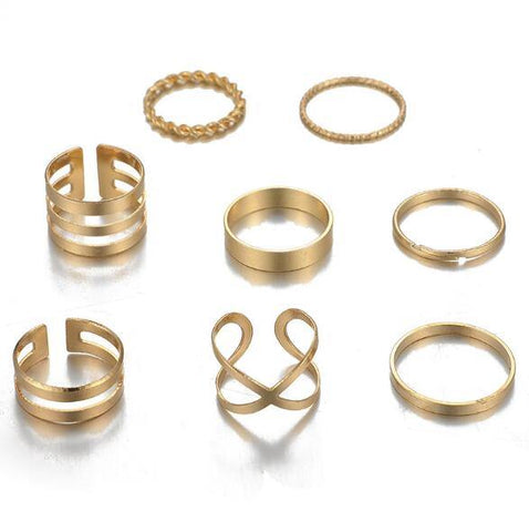 Image of Round Hollow Geometric Rings Set.