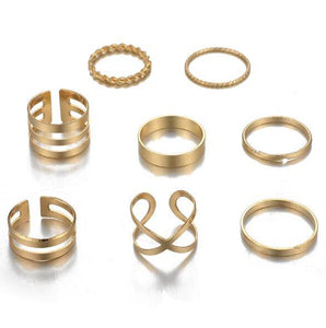 Round Hollow Geometric Rings Set.