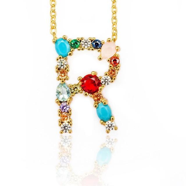 Multicolor charm Gold pendant Necklace.