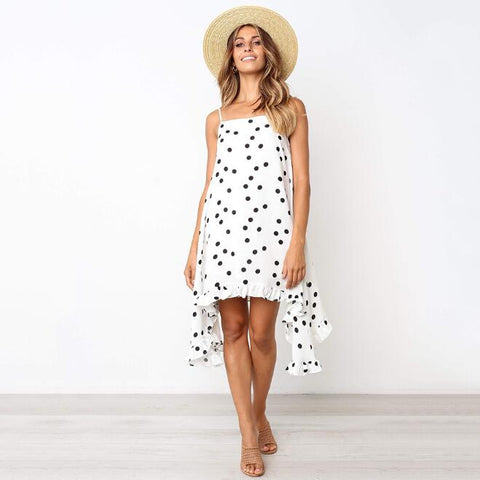 Image of Bohemian Polka Dot Print Dress