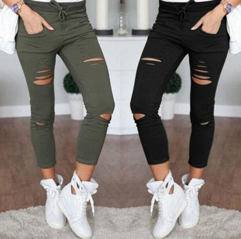 Image of Denim Stretch Ripped Jeans.