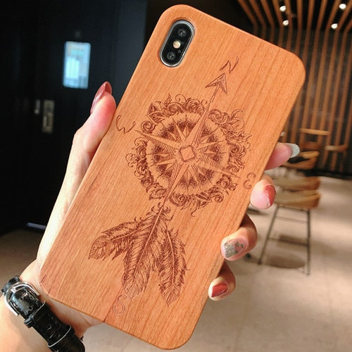 Engraving Real Wood Cell Phone Case for iPhone