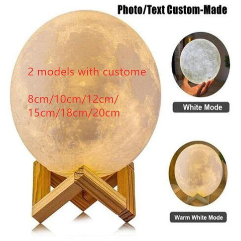 Image of 3D Print Moon Lamp Night Light Photo Custom.