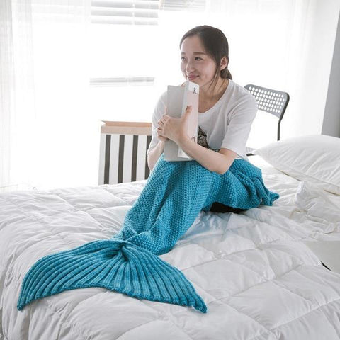 Image of Mermaid Tail Blanket Handmade Knitted.