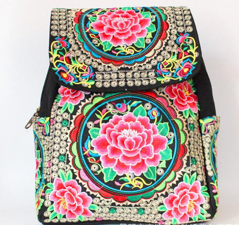 Image of Vintage Embroidery Canvas Backpacks
