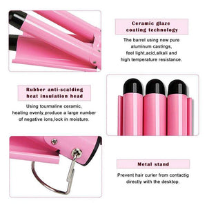 LED Ceramic Triple Barrel Hair Curler Irons Hair.