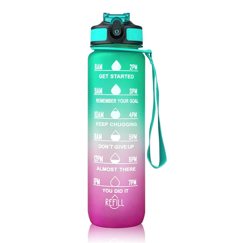 Image of Sports Straw Water Cup Tritan Gradient Bounce Cover Water Bottle