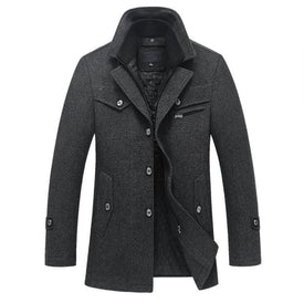 Winter Wool Coat Slim Fit Jackets Men Casual Outerwear.