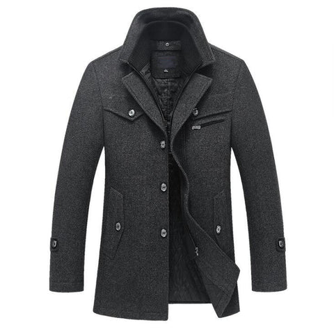 Image of Winter Wool Coat Slim Fit Jackets Men Casual Outerwear.