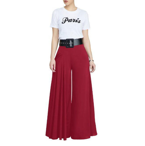 Image of Loose Stretch High Waist Wide Leg Long Pants Palazzo Trouser.