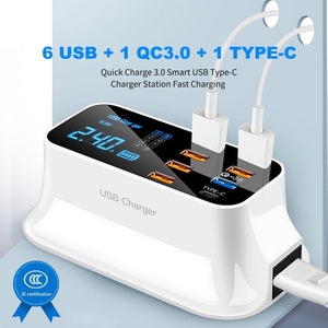 8 Ports Quick Charge 3.0 Led Display USB Charger.