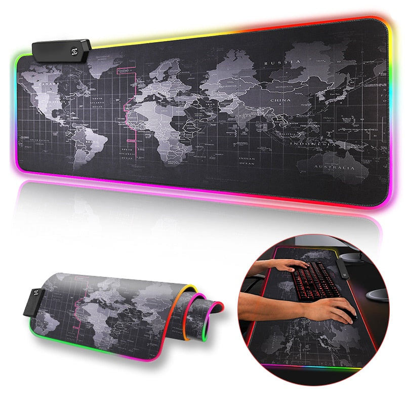 Large Mouse Pad Gamer RGB World Map.