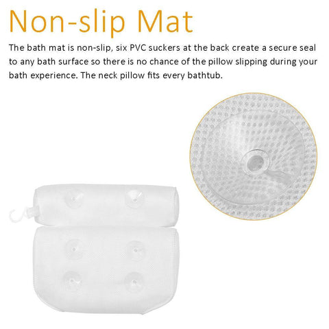Image of 3D Mesh Bath Pillow Soft Waterproof SPA Headrest Bathtub Pillow.