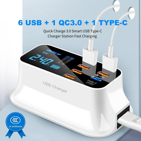 Image of 8 Ports Quick Charge 3.0 Led Display USB Charger.