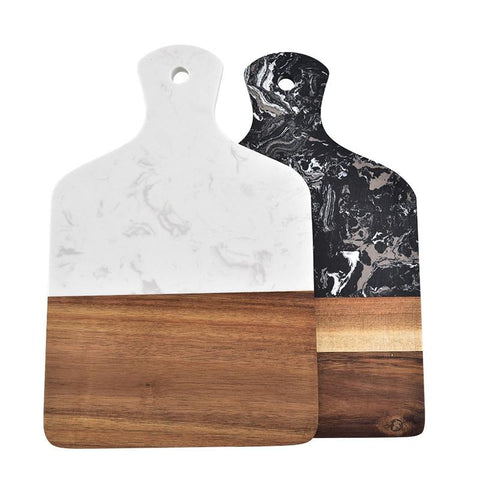 Image of Marble and Acacia Wood Kitchen Chopping Board.