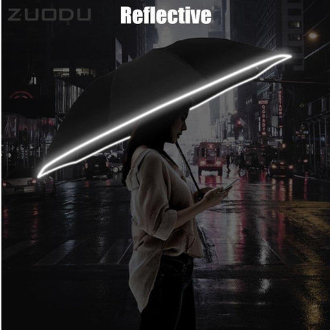 Image of LED Windproof Reverse Folding Umbrella.