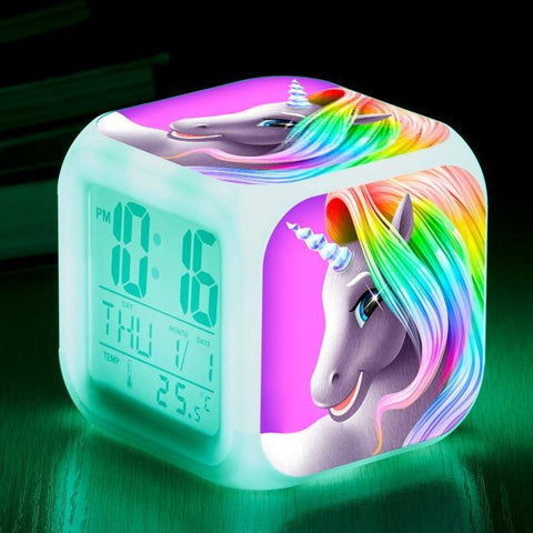 Image of Unicorn Alarm Clock 7 Colours Changing Led Night Light.