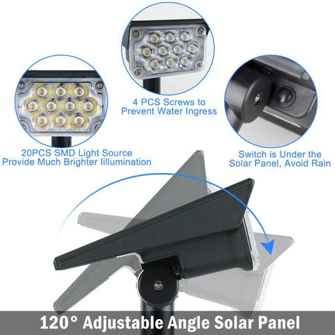 Image of T-SUNRISE 20 LED Solar Garden Light Waterproof Landscape Spotlights.