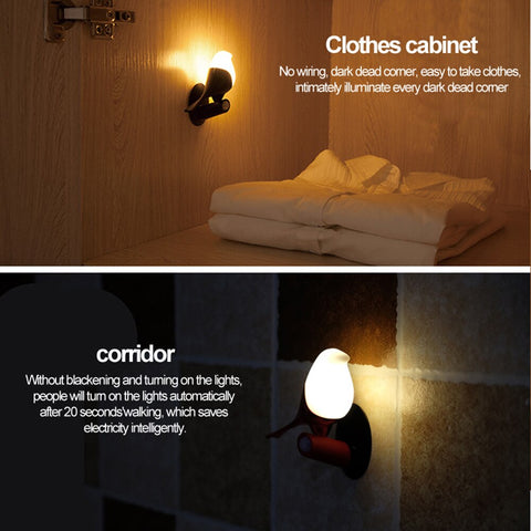 Image of Sensor Bird-shaped USB Powered Night Light LED Bedside Lamp.