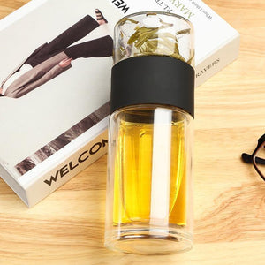 Tea Infuser Filter Double Wall Glass Sport Water Portable High-temperature Transparent.