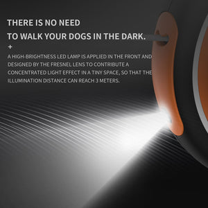 UFO 2 Retractable Dog Leash Ring Led lighting Flexible Pet collar.