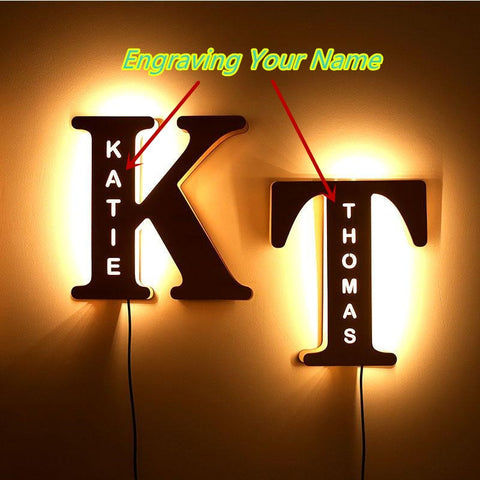 Image of Custom Wooden Engraved Name Wall Light.