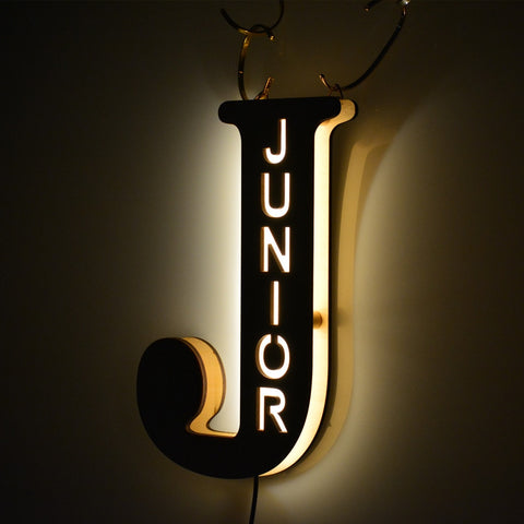 Image of Custom Wooden Engraved Name Wall Light.
