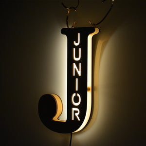 Custom Wooden Engraved Name Wall Light.