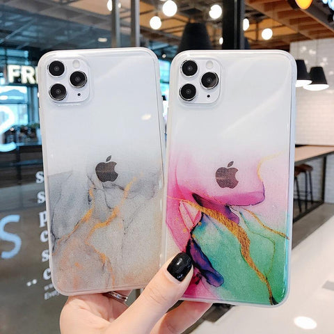 Image of Vintage Colorful Marble Phone Case For iPhone 12 11 Pro Max.