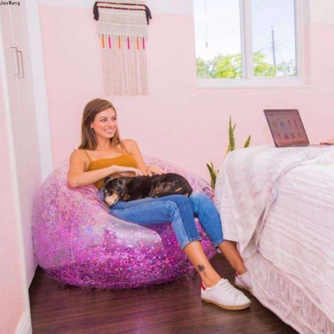 Image of Transparent Shiny Inflatable Sofa.
