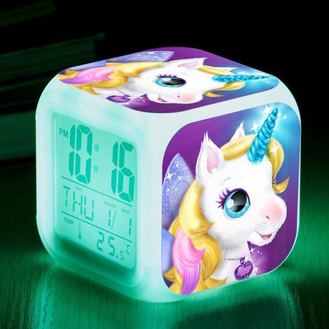 Image of Unicorn Alarm Clock 7 Colours Changing Led Night Light.