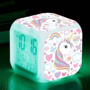 Unicorn Alarm Clock 7 Colours Changing Led Night Light.