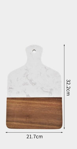 Image of Marble and Acacia Wood Kitchen Chopping Board.