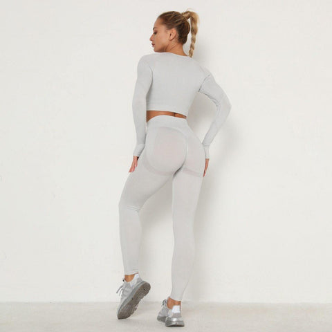 Image of Long Sleeve Top High Waist Leggings set.